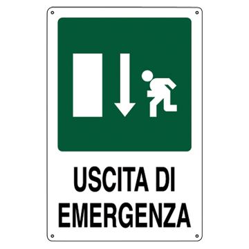 10 Cartelli Uscita Di Emergenza Fotoluminescenti 30x15 Cm - Adesivi Per Via Di Fuga Con Freccia Verso Il Basso, Per Interni